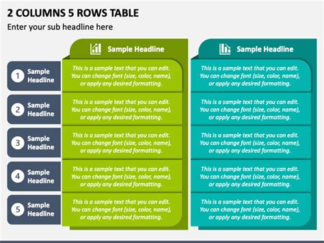 2 Columns 5 Rows Table for PowerPoint and Google Slides - PPT Slides