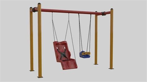 Playground Metal Non-Disabled Double Swings - 01 3D model | CGTrader