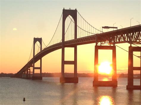 Newport Bridge. Sunrise in Jamestown. Newport, Rhode Island. | Newport bridge, Bay bridge ...