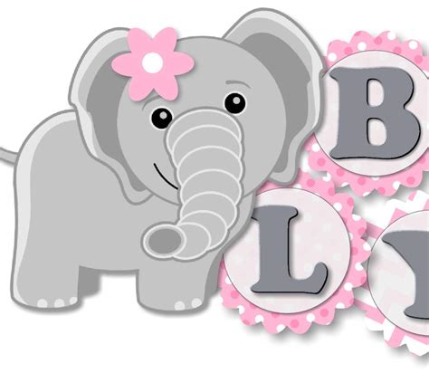 Baby Girl Elephant Baby Shower Banner