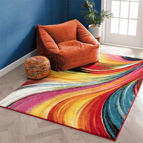 Well Woven Aurora Multi Color Geometric Brush Stroke Area Rug 9x13 (9'3" x 12'6") Modern ...