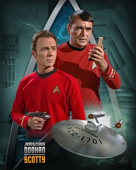 James and Chris Doohan as Scotty. Star Trek Crew, Fandom Star Trek, Star Trek 1, Star Trek Ships ...