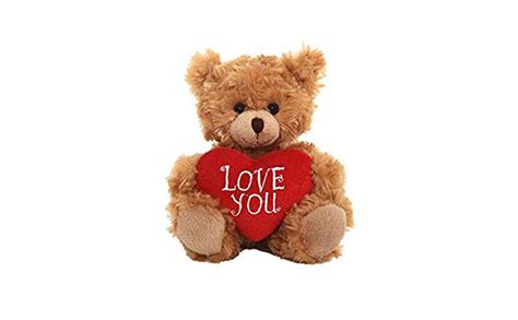 Amazon.com: Plushland Stuffed Mocha Heart Bear – Love You- Plush Bear Toy for Kids & Adults ...