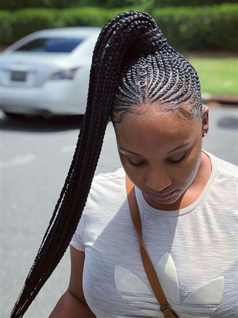 Pin:@kendecha♡ | Braids for short hair, Cornrow ponytail, Cornrow ...