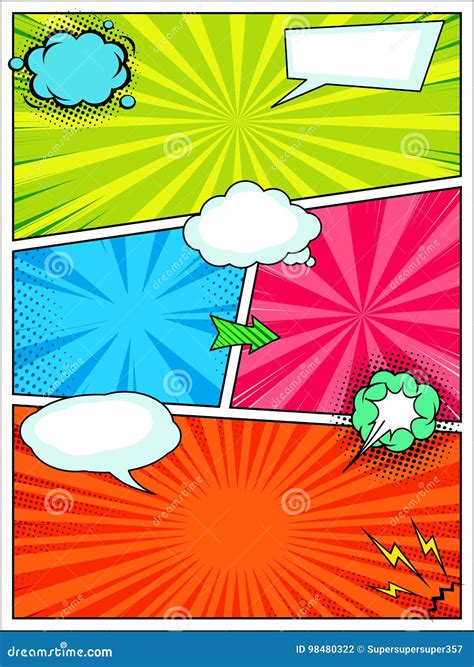 Comic Book Style Background Template, Pop Art Poster Stock Vector ...