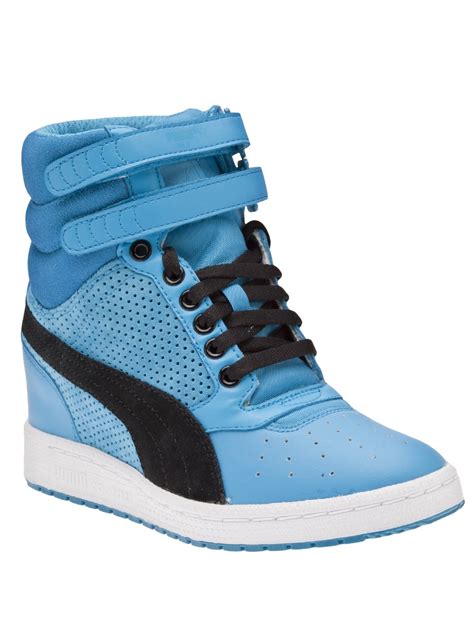 Puma High Top Wedge in Blue | Lyst