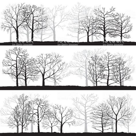 vector landscapes with winter trees, abstract nature background ...