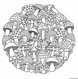 Mushroom Mandalas Mandala Colouring Mushrooms Fairies Wald Adultos  sketch template
