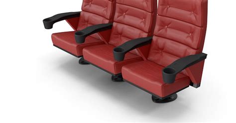 Leather Cinema Chairs for Three Places Red, 3D - Envato Elements