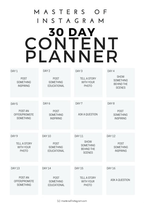 30 Day Instagram Content Planner | Instagram Templates ~ Creative Market