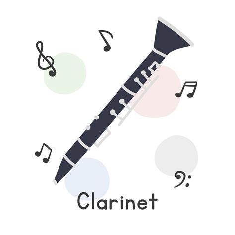 Clarinet clipart cartoon style. Simple cute clarinet single-reed woodwind instrument flat vector ...