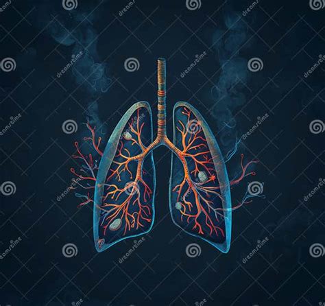 Detailed Illustration of Human Lungs Showcasing Bronchial Tubes and ...