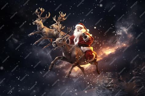 Premium AI Image | Santa flying with his deer Generative AI