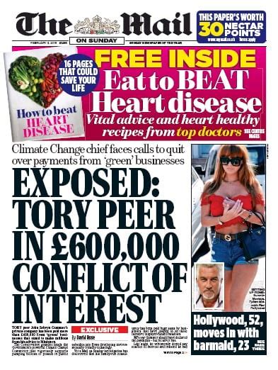 The Mail on Sunday (UK) Front Page for 3 February 2019 | Paperboy ...