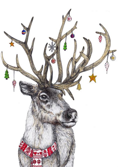 Fineliner: Christmas Critters | Christmas drawing, Reindeer drawing, Christmas paintings