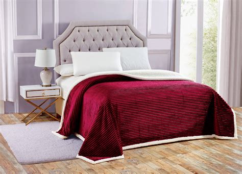 Ultra Soft & Cozy Oversized Premium Ribbed Sherpa Blanket Cover - Burgundy, King - Walmart.com