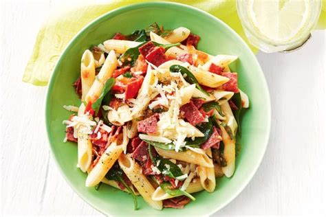 Spicy salami and fresh tomato pasta