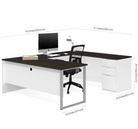 White & Deep Gray U-shaped Modern Desk – ComputerDesk.com