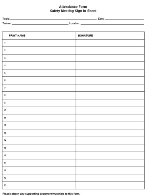 Free Printable Safety Meeting Sheets - PRINTABLE TEMPLATES