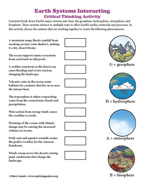 Earth Systems Interacting - Critical Thinking Activity