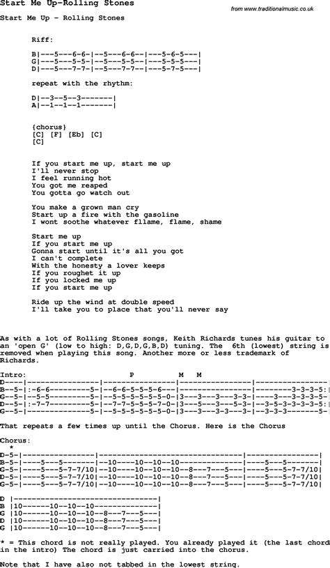 Blues Guitar lesson for Start Me Up-Rolling Stones, with Chords, Tabs ...