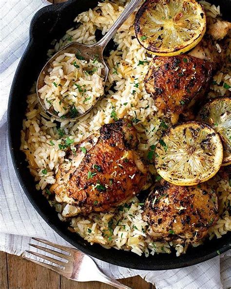 Crispy Chicken Thighs With Lemon Rice Recipe | The Feedfeed