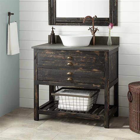 36" Benoist Reclaimed Wood Vessel Sink Vanity - Antique Pine | Bathroom vanity designs ...