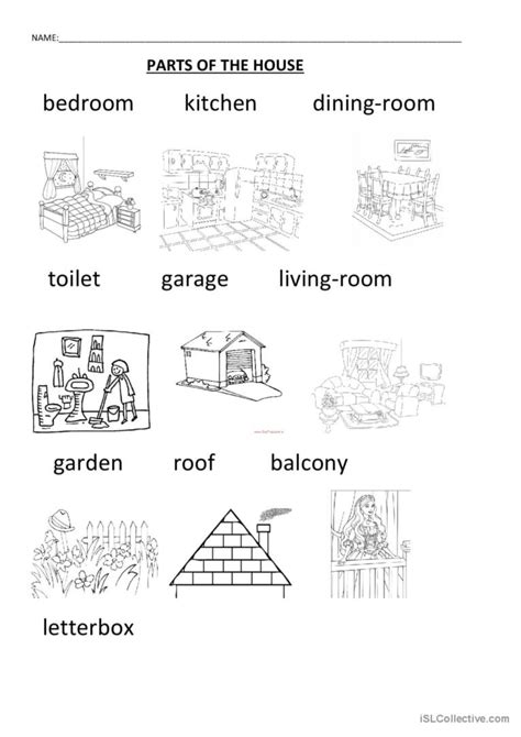 parts of the house: English ESL worksheets pdf & doc