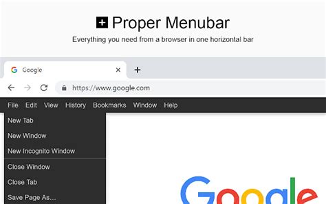 Proper Menubar for Google Chrome - Chrome Web Store