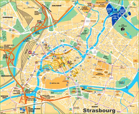 Tourist map Strasbourg with sightseeings