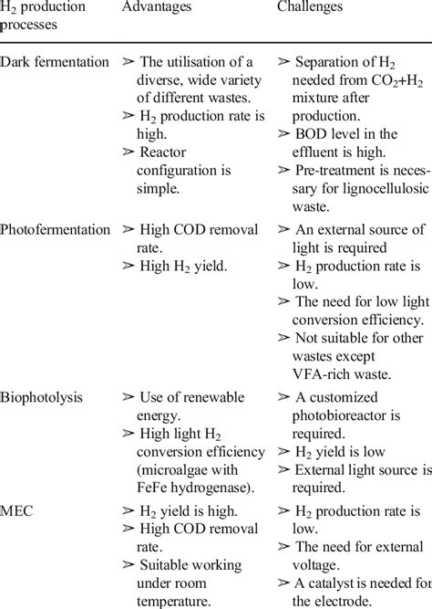 Advantages and challenges with biohydrogen production with biological ...