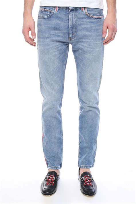 Gucci Denim Embroidered Jeans in Blue for Men - Lyst