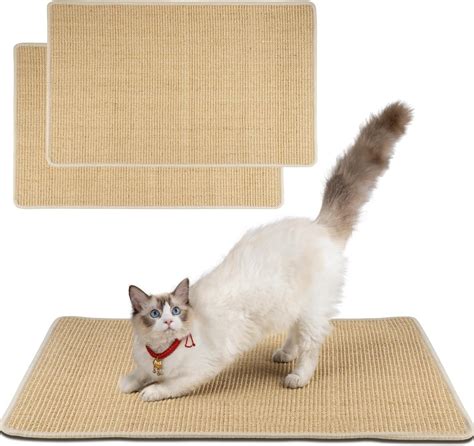 Amazon.com : Pet Soft Cat Scratcher Mat Pack of 2 Natural Sisal Cat ...