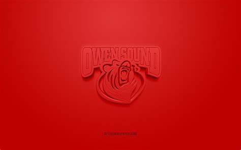 Owen Sound Attack, creative 3D logo, red background, OHL, 3d emblem ...