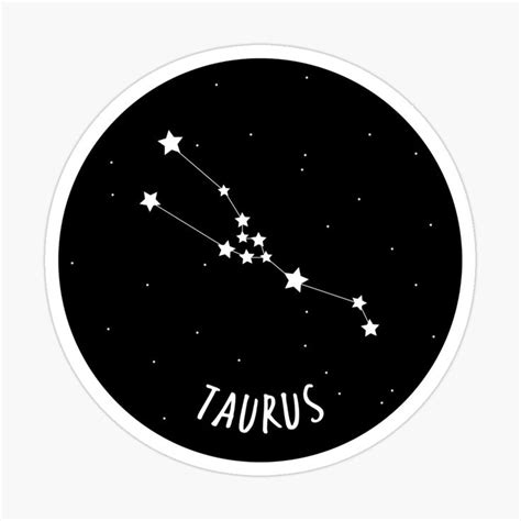 Black and White Taurus Constellation Sticker by Laura Baqueiro | Taurus ...