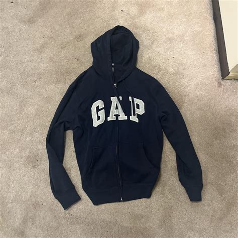 Navy Blue GAP hoodie only worn a few times Size... - Depop