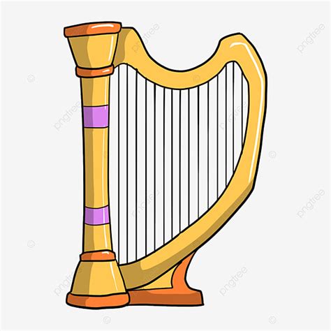 Harp Instrument Clipart Vector, Yellow Harp Cartoon Instrument Hand ...