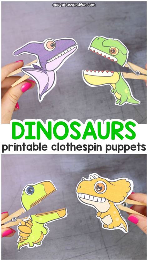 Printable Dinosaur Clothespin Puppet Template Free - Printable Templates