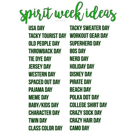 Spirit Week Ideas | School Spirit Days