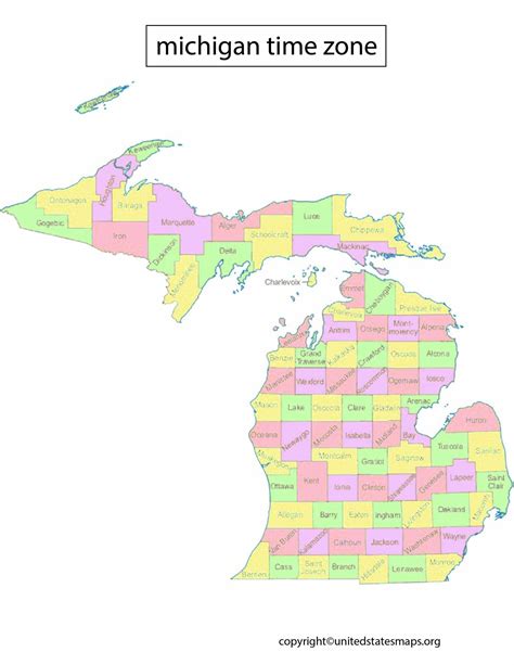 Michigan Time Zone Map | Time Zone Map of Michigan