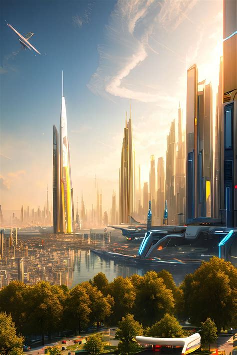 Futuristic Utopian City: White Buildings and Large Flying Drones | Futuristic city, Fantasy city ...