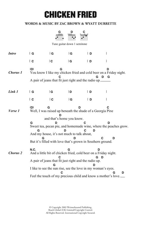 Chicken Fried by Zac Brown Band - Guitar Chords/Lyrics - Guitar Instructor