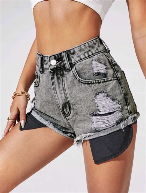 Raw Hem Denim Shorts - Her Shop EG