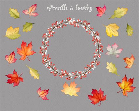 Fall Wreaths Clipart Fall Leaves Clipart Autumn Leaves | Etsy