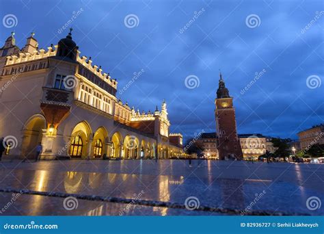 Cloth Hall Well Known As Sukiennice at Night. Krakow Poland. Stock ...