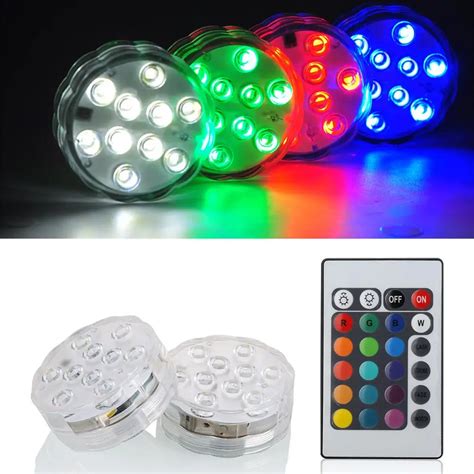 50*10 Leds RGB Led Underwater Light Pond Submersible IP68 Waterproof Swimming Pool Light Battery ...