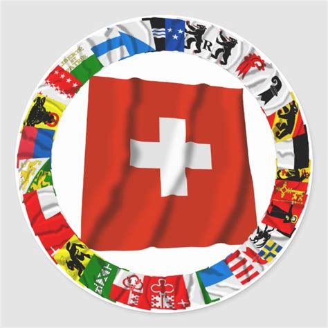 The Flags of the Cantons of Switzerland Classic Round Sticker | Zazzle ...