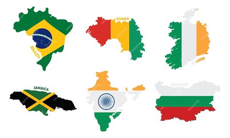 Premium Vector | Set of colored country maps with its flags vector ...