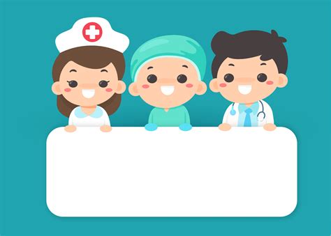 Cartoon style medical staff holding blank sign 1110637 Vector Art at Vecteezy