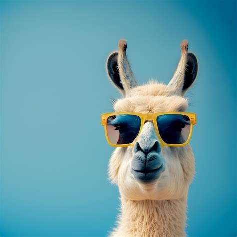 Premium Photo | Funny Lama portrait with sunglasses